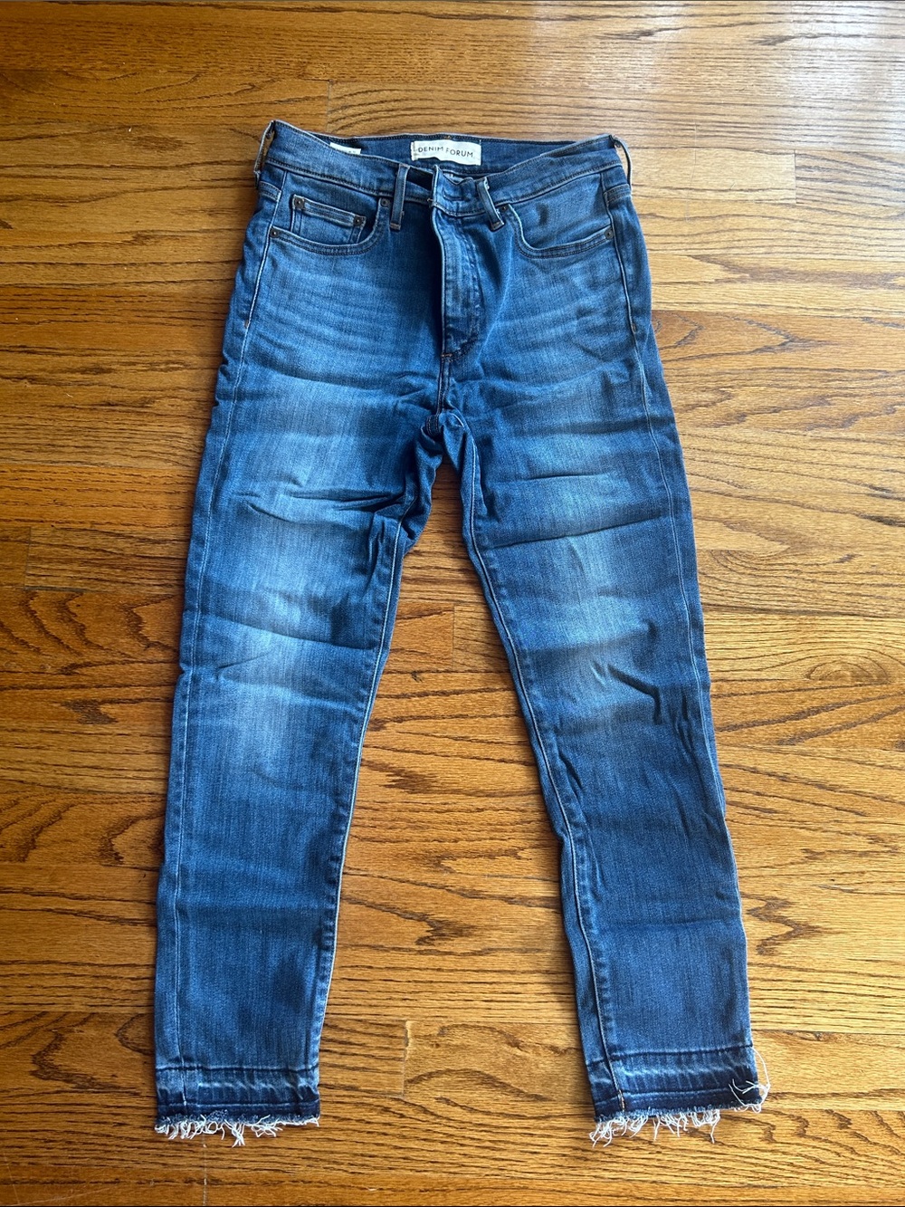 Denim Forum Slim Fit Medium Blue Washed Jeans